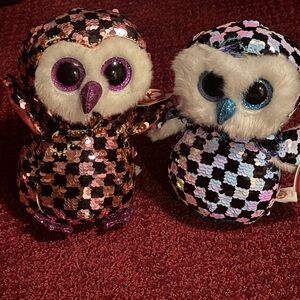 Ty Flippable Sequin Owl Plush Set